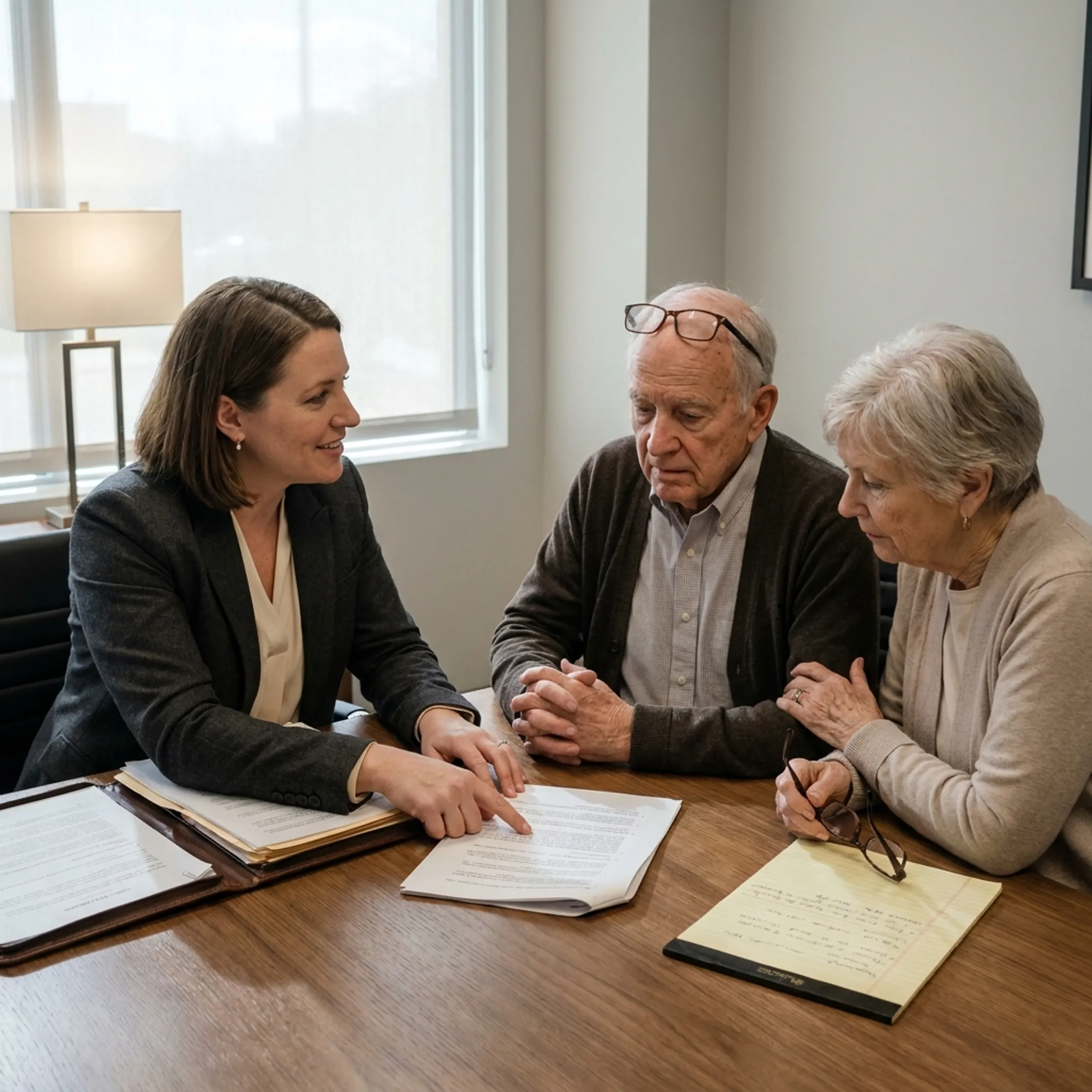 Family attorney discussing grandparents rights documentation with clients