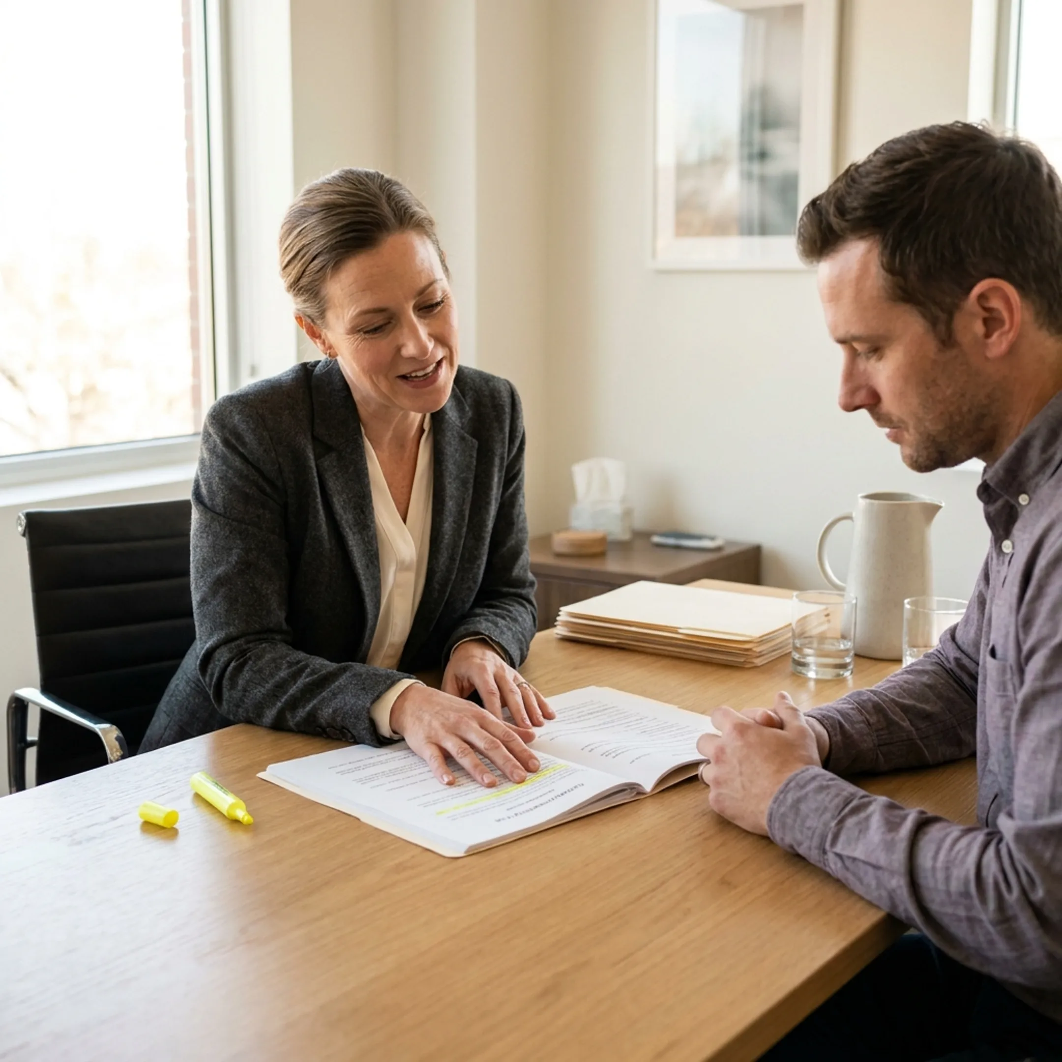 Family law attorney consulting with a parent regarding custody rights