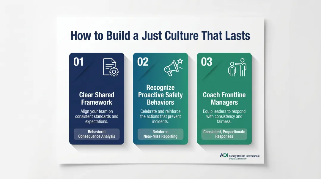 Three practical levers for building just culture framework coaching reporting and accountability