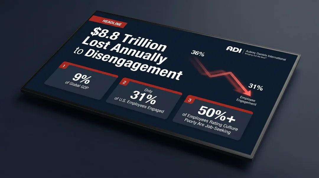 Employee disengagement global cost statistics infographic with key workforce metrics
