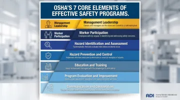 OSHA seven core safety program elements hierarchy with management leadership at top