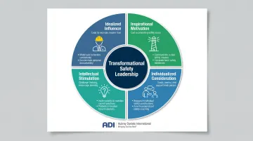 Four transformational safety leadership behavioral dimensions process flow diagram
