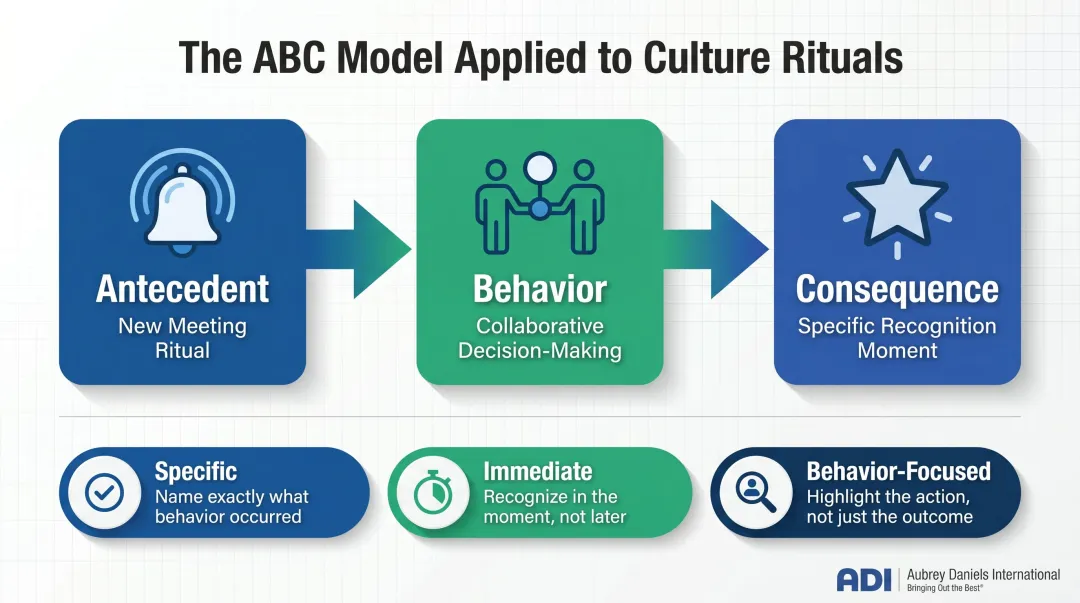 ABC behavior model antecedent behavior consequence culture reinforcement cycle diagram
