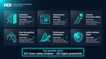 Key behavioral performance metrics used as organizational culture indicators comparison