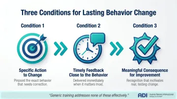 Three conditions required for driver behavior change coaching framework diagram