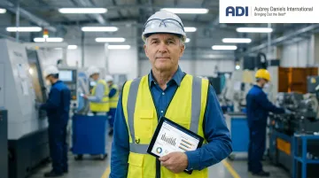 Safety leader practicing chronic unease reviewing near-miss data on factory floor