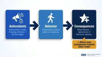 ABC model antecedents behavior consequences three-term contingency framework infographic
