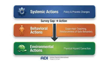 Three categories of safety survey action plans systemic behavioral and environmental interventions