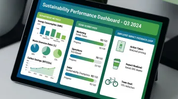 Real-time sustainability dashboard displaying department energy waste and carbon savings metrics