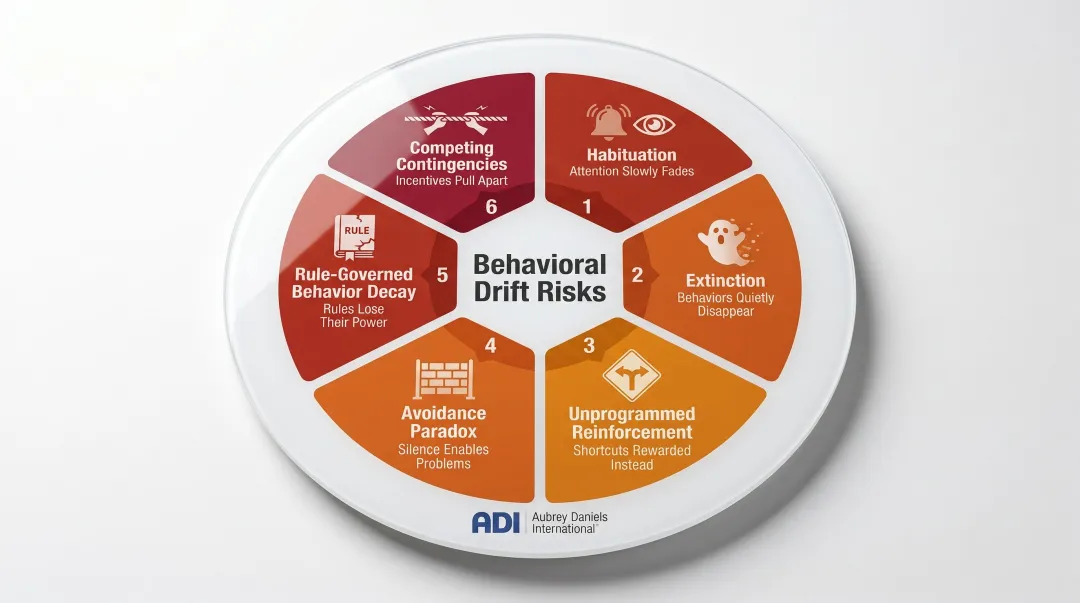 Six behavioral drift processes causing manufacturing culture regression over time