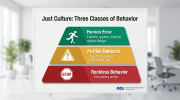 Just Culture three-tier behavior classification framework with leader response actions