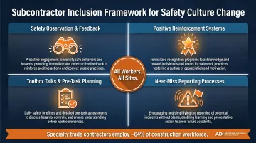 Subcontractor inclusion framework showing four safety culture program elements for contracted workforce