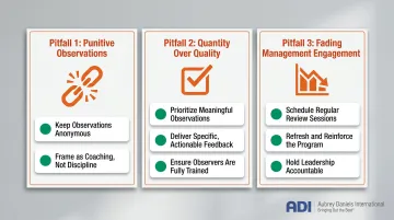 Three common BBS program pitfalls and prevention strategies overview infographic