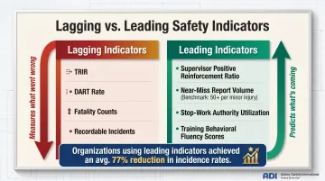 Leading versus lagging safety indicators comparison chart construction industry metrics