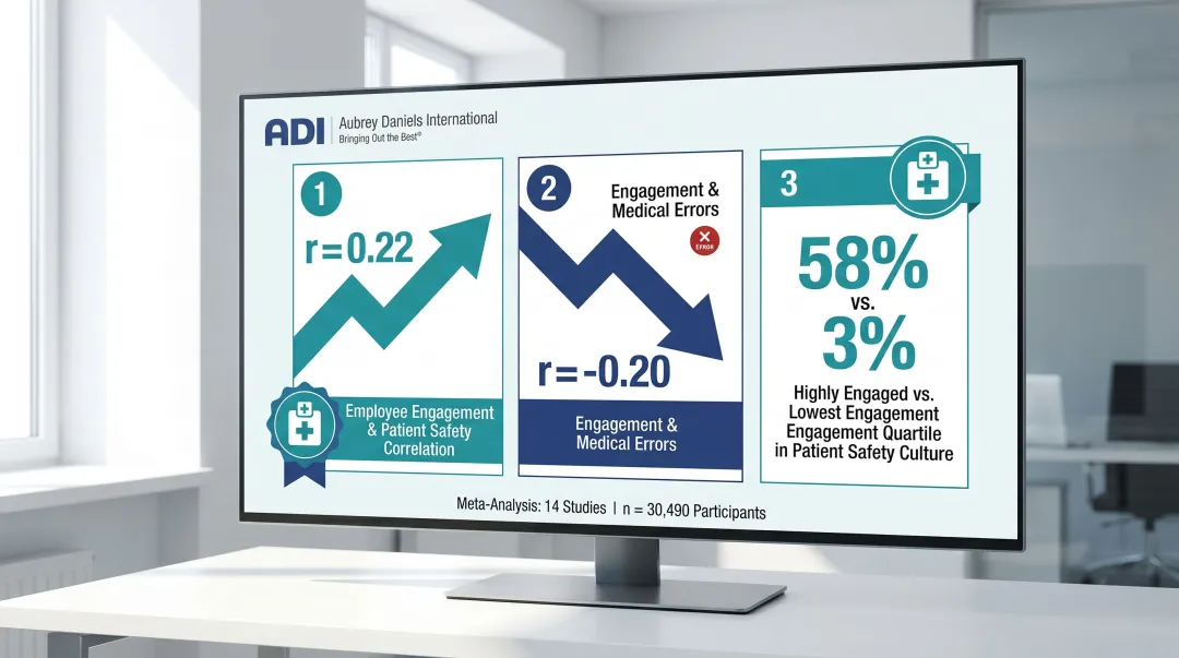 Employee engagement versus patient safety correlation statistics data visualization infographic