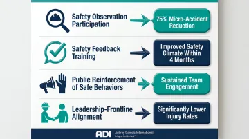 Four leadership safety engagement strategies with measurable outcome impact infographic