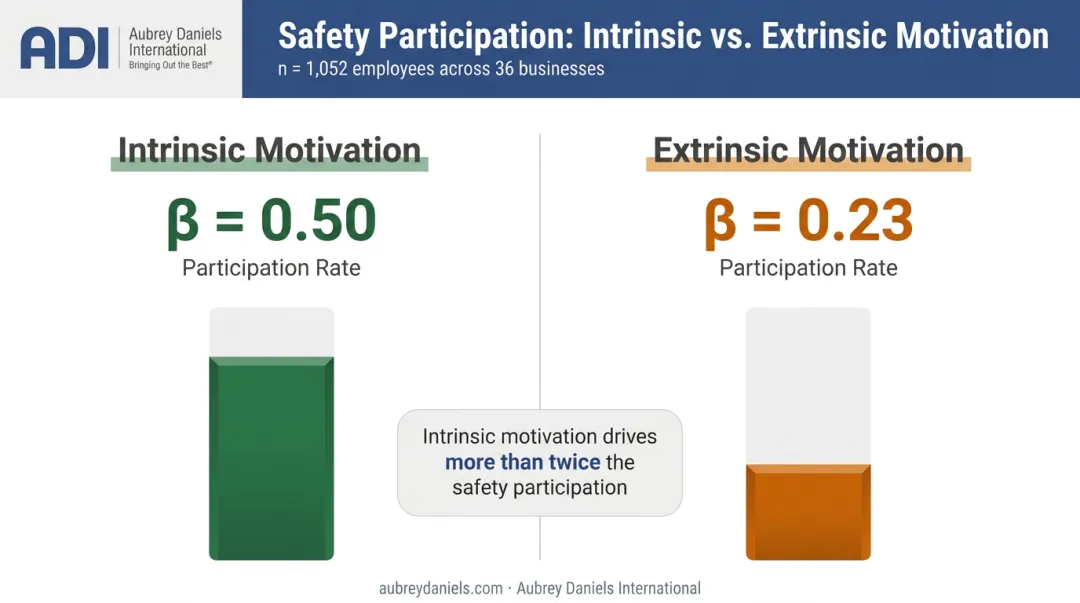 Intrinsic versus extrinsic safety motivation participation rate comparison infographic