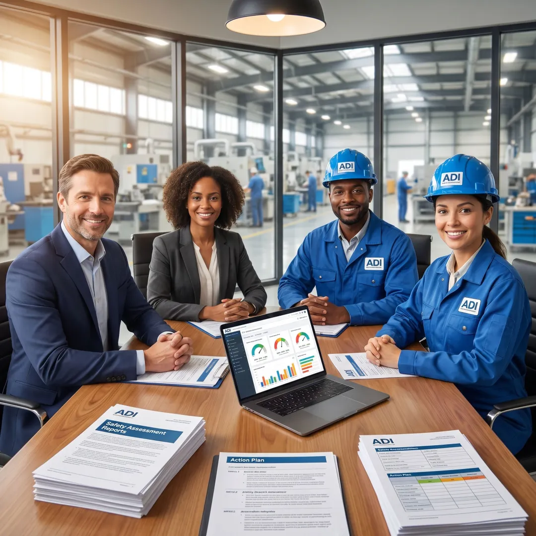 Safety consultants reviewing a workplace improvement plan