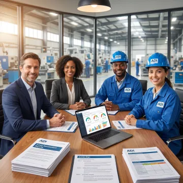 Safety consultants reviewing a workplace improvement plan
