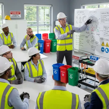 Safety trainer leading waste management team