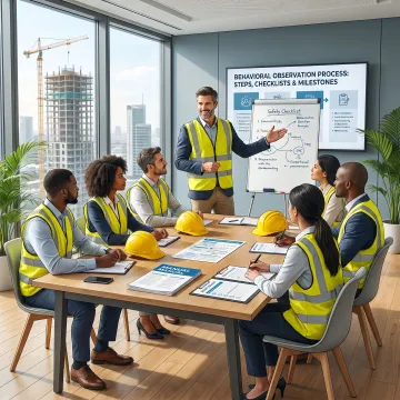 Safety officer reviewing training process with team