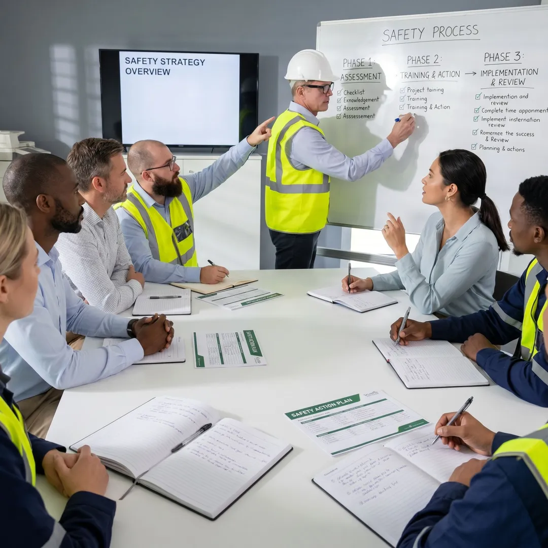 Safety consultant leading a workplace training process