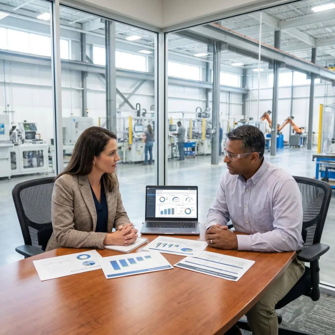 Executive coach working with manufacturing leader