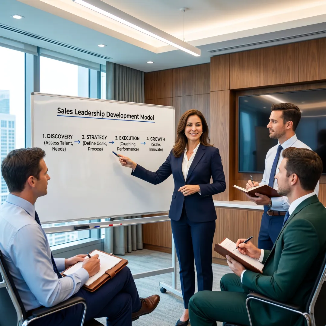 Consultant guiding sales managers through leadership process