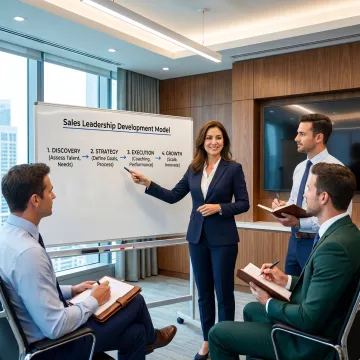 Consultant guiding sales managers through leadership process