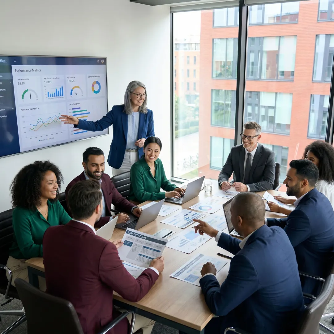 Consultants leading an organizational performance strategy session