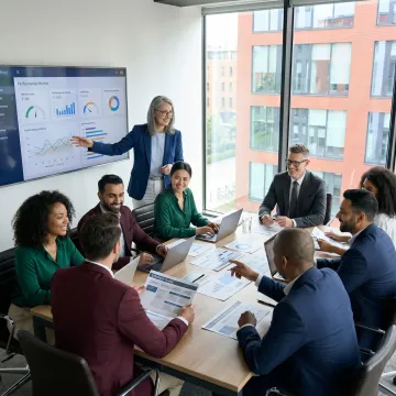 Consultants leading an organizational performance strategy session