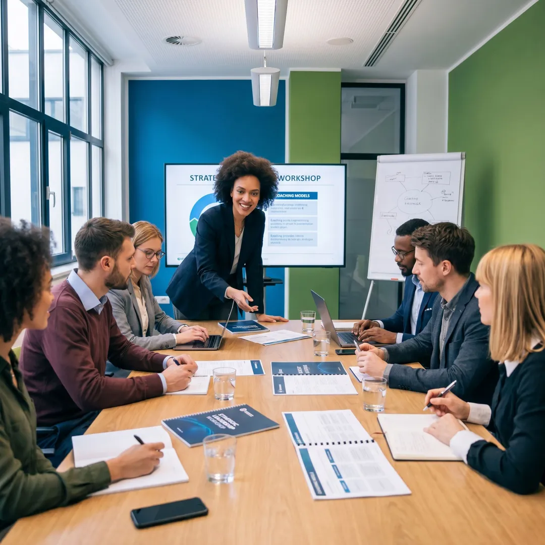 Facilitator leading leadership development training