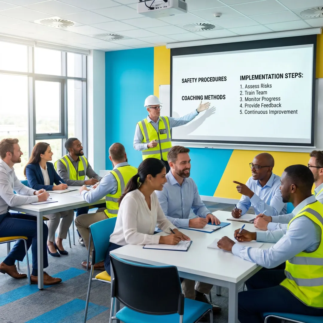 Team participating in safety training process