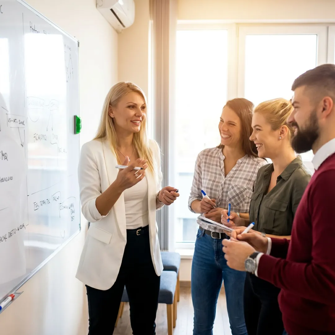 Supervisor coaching employees during training
