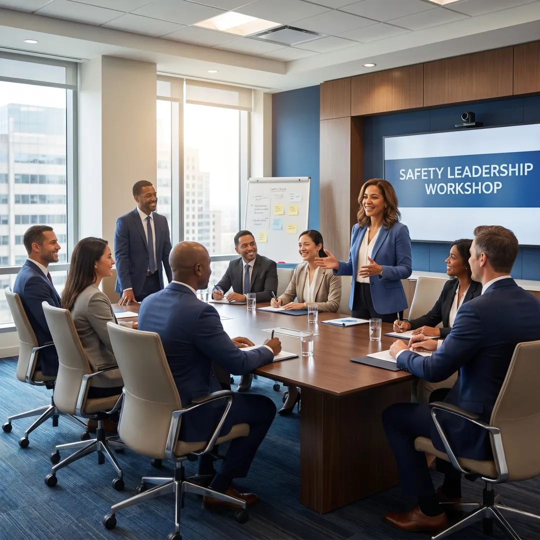 Facilitator leading workplace safety leadership workshop