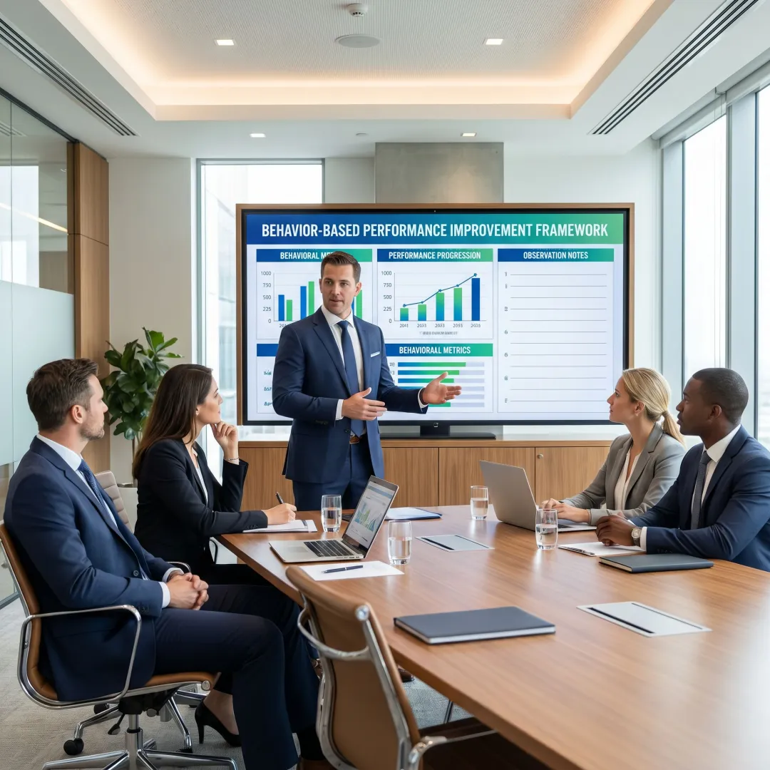 Consultant presenting behavioral performance strategy