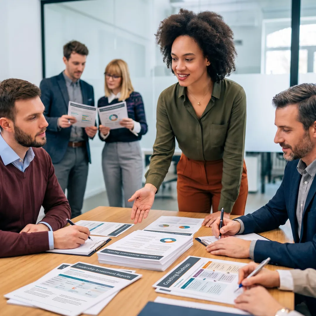 Consultant guiding leadership development process
