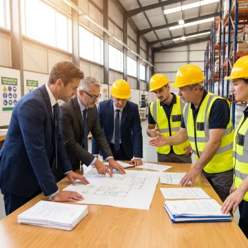 Safety consultants meeting with workplace leaders