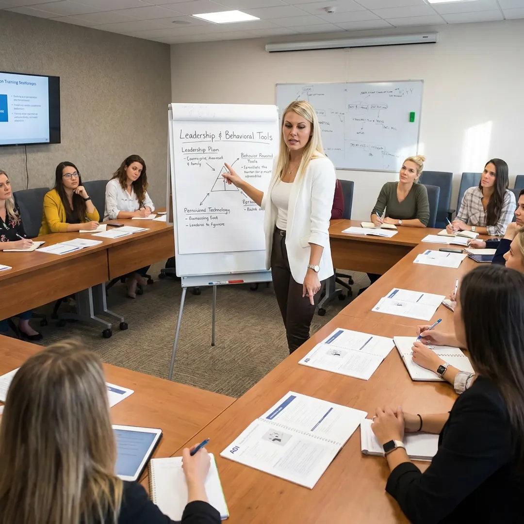 Facilitator leading a leadership training session