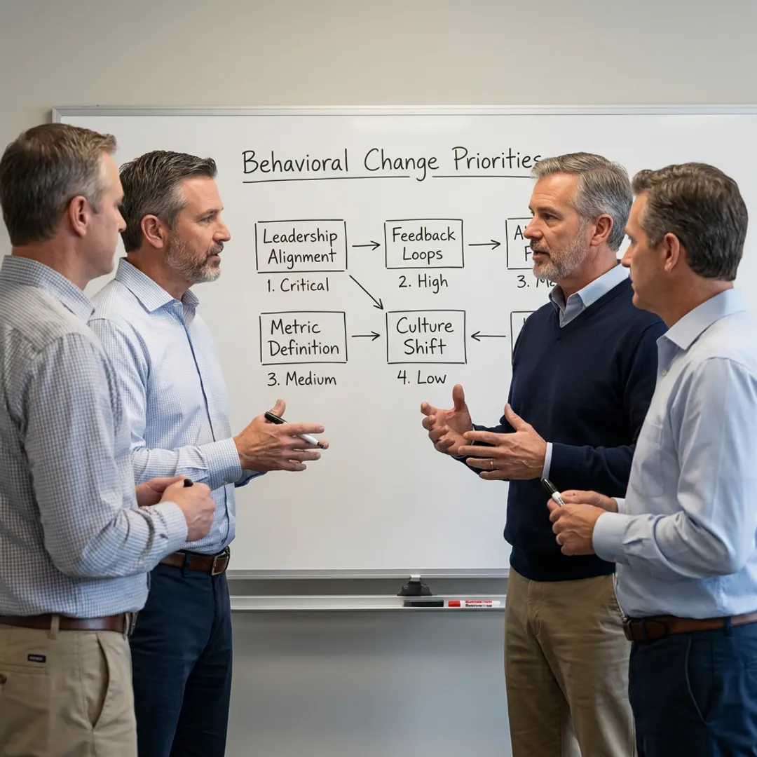 Leaders building a change management roadmap