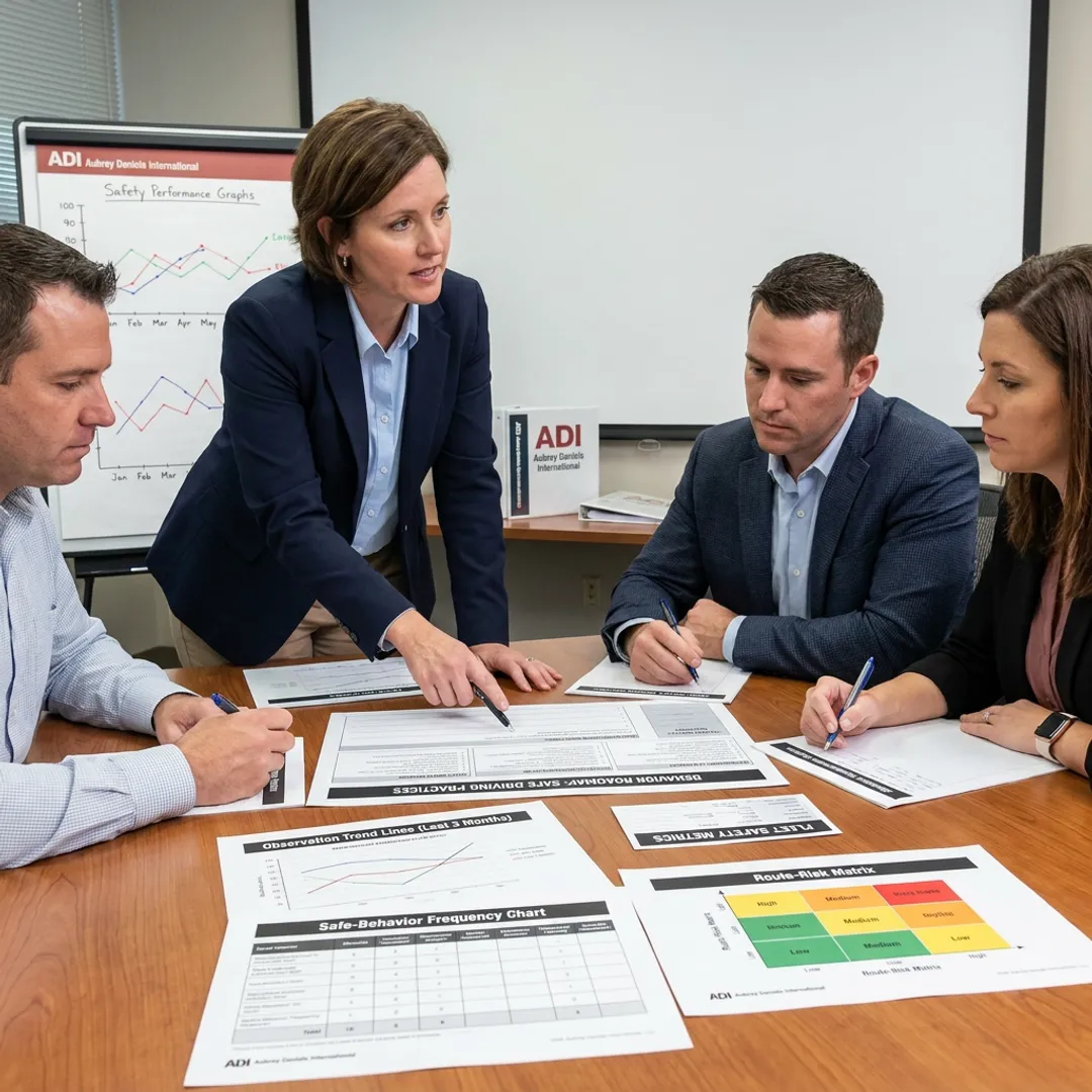 Consultant coaching a transportation safety leadership team