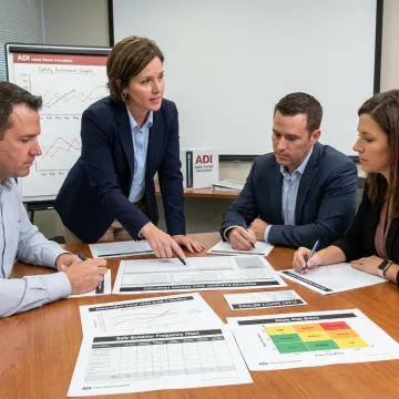 Consultant coaching a transportation safety leadership team