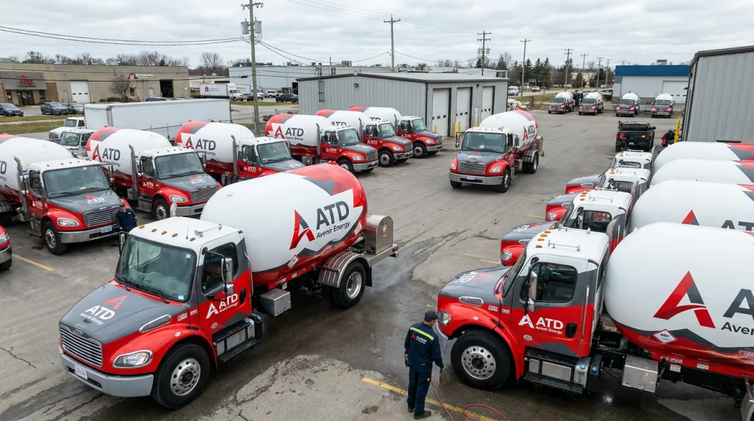 ATD branded fleet vehicle wraps for Avenir Energy nationwide rebrand