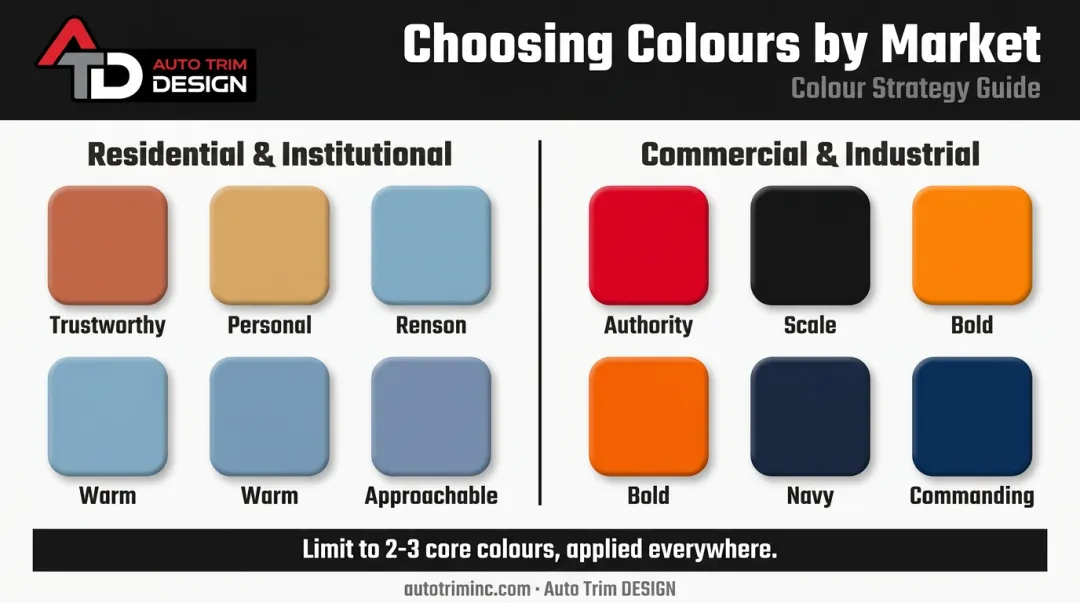 Residential versus commercial construction brand color psychology comparison chart