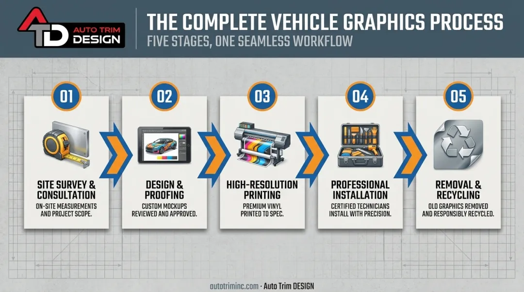 5-step building wrap design and installation process flow diagram