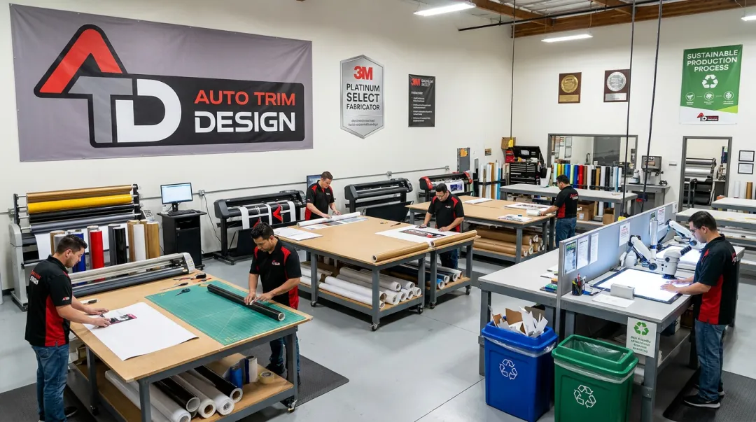 Auto Trim DESIGN production facility using certified sustainable signage materials