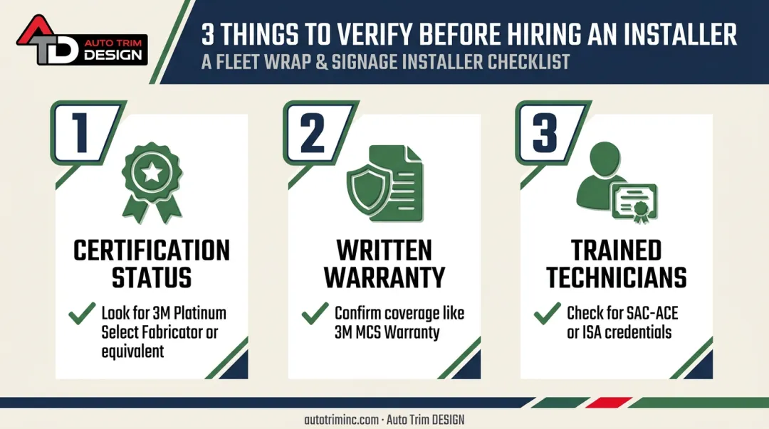 Three-point checklist for verifying truck wrap installer credentials