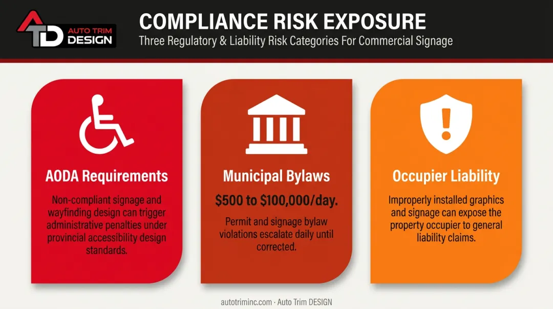 Three regulatory risk categories for non-compliant business signage in Canada