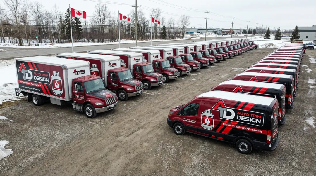 Auto Trim DESIGN wrapped propane delivery fleet vehicles across Canada