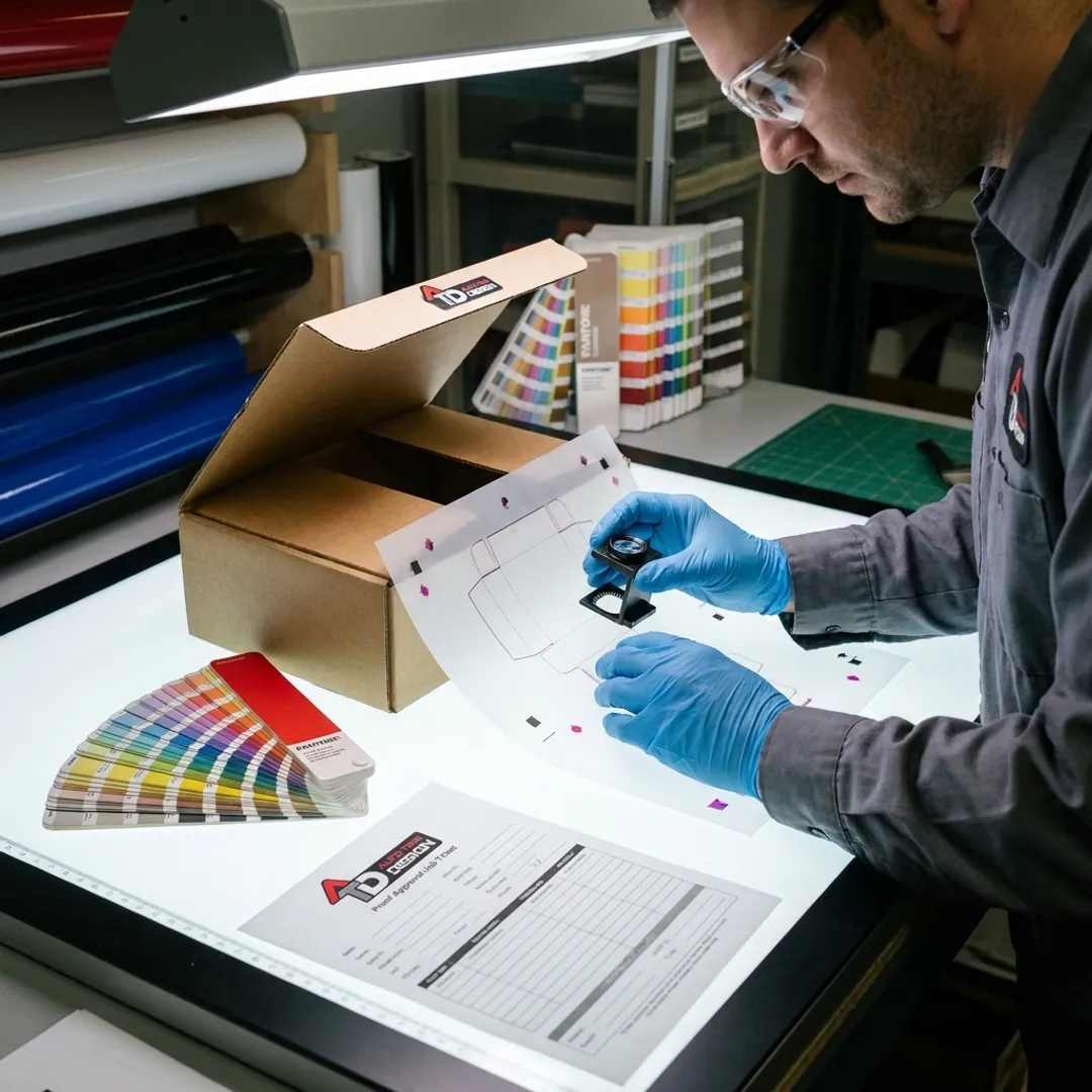 Custom packaging design proof and colour samples